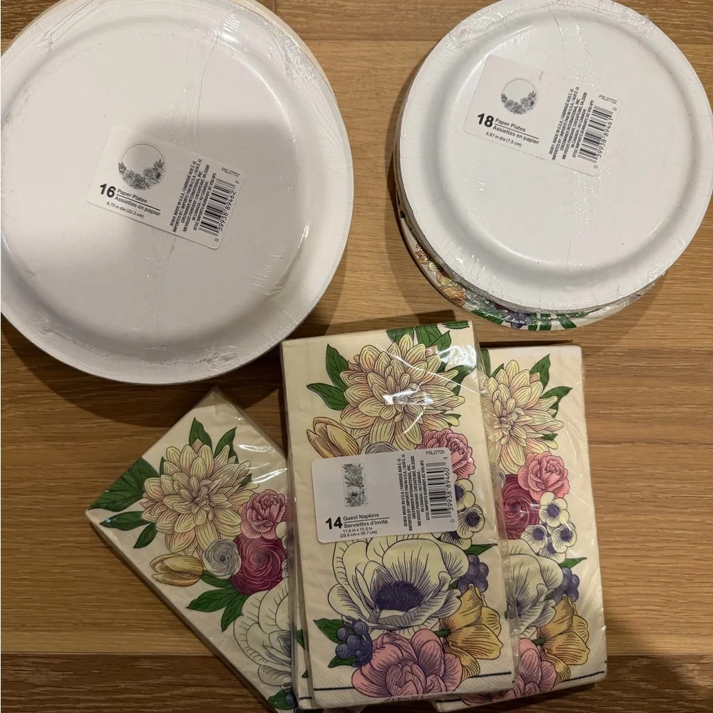 Floral paper plates and napkins